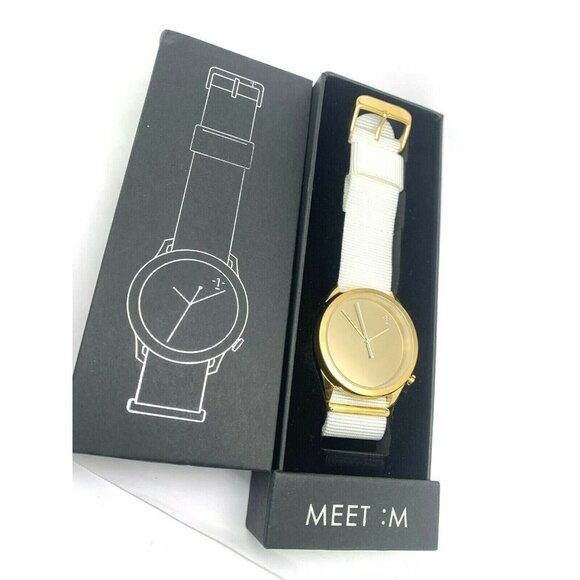 1: Face Women\'s Watch Gold Tone Case 39.5mm White Nylon Strap Quartz Meet :M main image 10